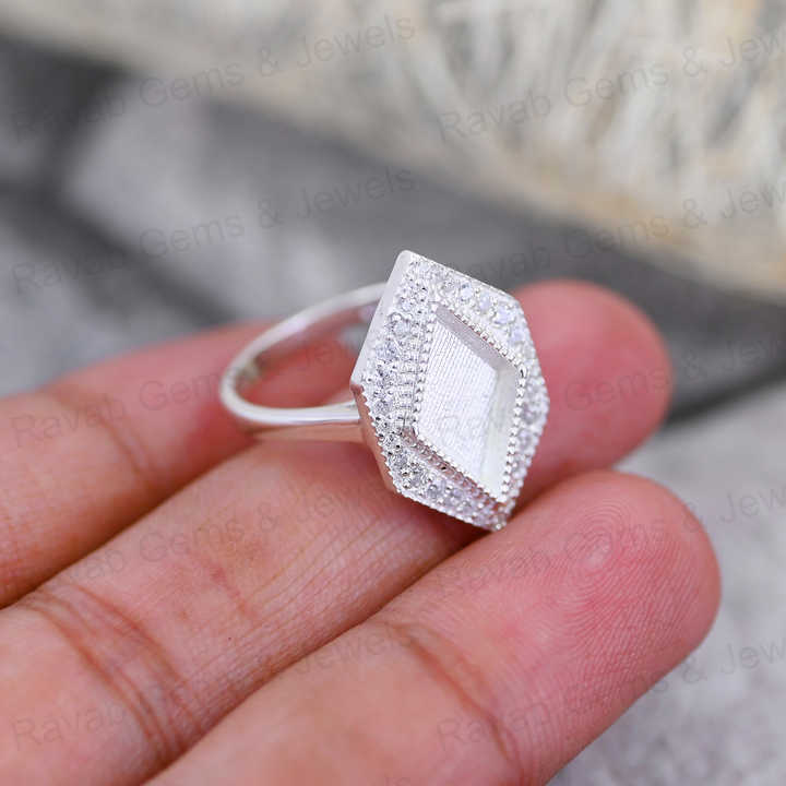 High Quality Handmade 925 Silver 13x8mm Rhombus Shape Close back bezel Blank Ring Setting Breastmilk DIY Ashes & Resin Jewelry