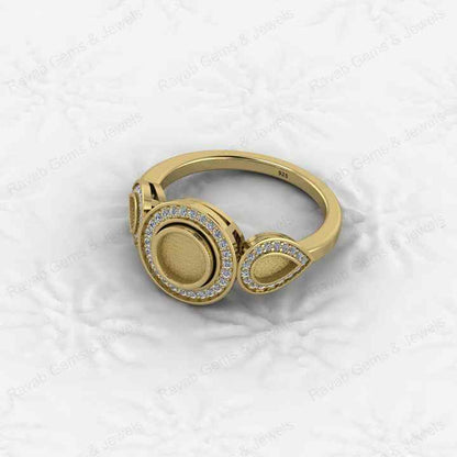 High Quality Genuine 925 Silver Half Eternity With CZ Semi Mount Blank Setting Ring Good for Gemstone Resin & Ashes Jewelry