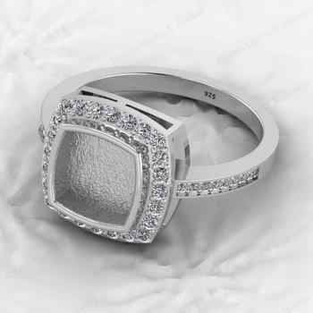 High Quality 925 Sterling Silver Cushion 8x8mm Semi Mount Band Ring Good Resin Ashes Work Jewelry Jewelry Findings Components