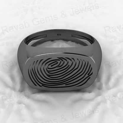 Hot Selling 925 Genuine Sterling Silver Octagon Cushion Thumbnail Print Signet Personalized Designer Jewelry Men Fine Rings