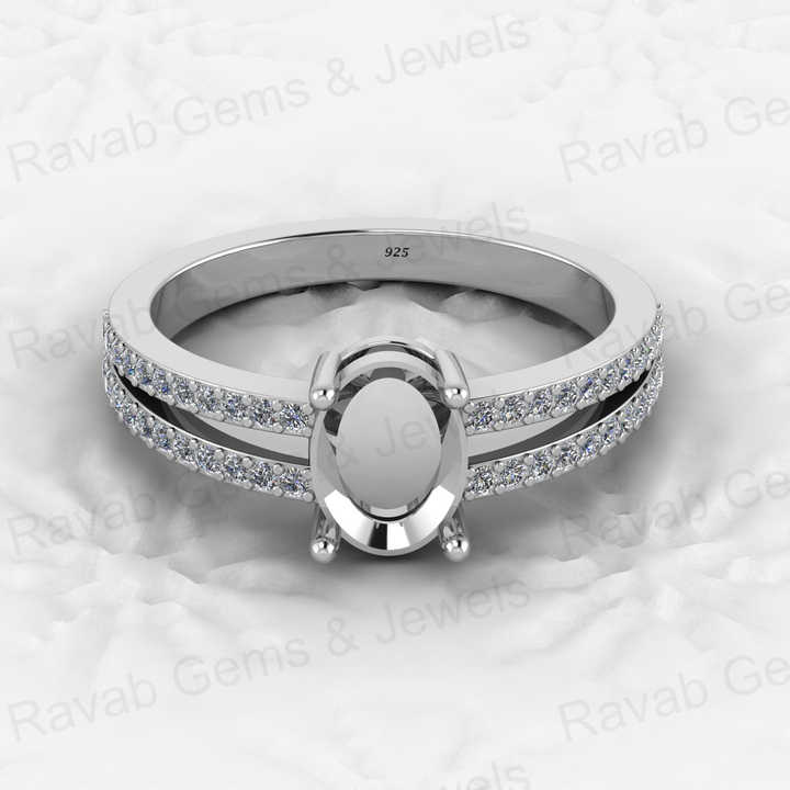 Best Quality 925 Solid Sterling Silver 6X8mm Semi Mount Blank Prong Setting Ring for Breastmilk & Keepsake Resin Ceramic Jewelry