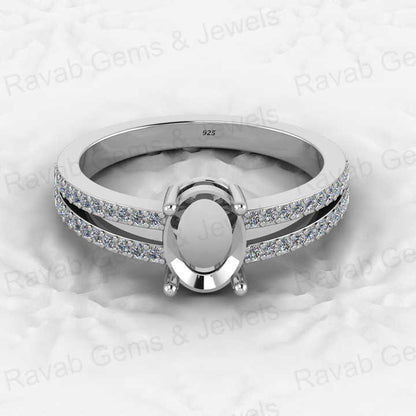 Best Quality 925 Solid Sterling Silver 6X8mm Semi Mount Blank Prong Setting Ring for Breastmilk & Keepsake Resin Ceramic Jewelry