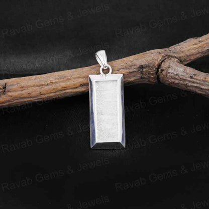 High Quality 925 Silver Rectangle Collet Cup Charm Blank Pendant Cabochon Setting Ashes & Resin Work Keepsake Breastmilk Jewelry