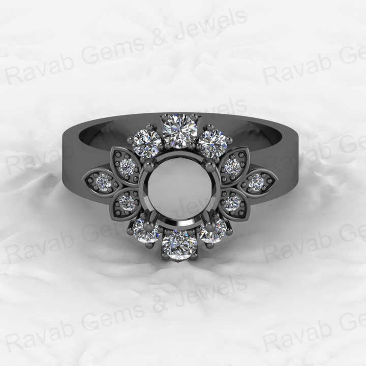 Genuine Solid 925 Sterling Silver Accented Starburst Semi Mount Blank Setting Ring Good for Ashes Resin Work Breastmilk Jewelry