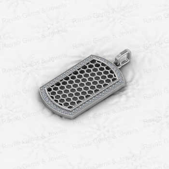 Solid 925 Silver CZ Diamond Personalized Rectangular Pattern Fine Pendant Necklace Men Hip Pop Style Zircon Fine Pendants Charms