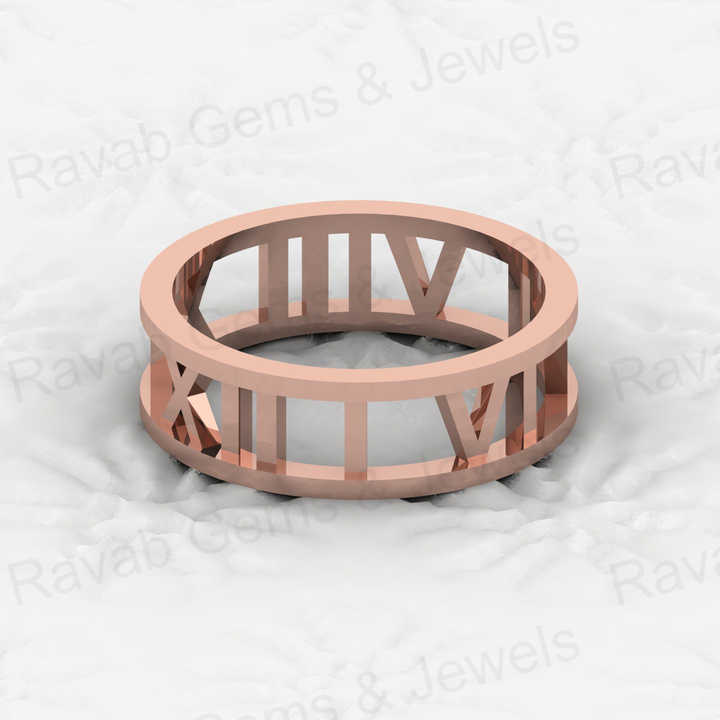 Top Selling Solid 925 Silver Gold Vermeil 6mm Text & Date History Symbolic Roman Numeral Eternity Band Men's Ring Fine Jewelry