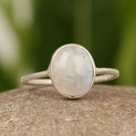 Best Selling Genuine Rainbow Moonstone Oval Shaped 10x14mm Solid 925 Sterling Silver Bezel Setting Handmade Women Ring Jewelry