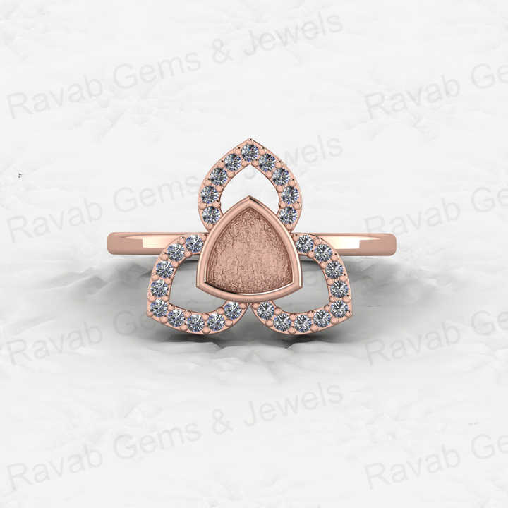 Genuine Solid 925 Sterling Silver Clover Trillion Semi Mount Blank Setting Ring Good for Ashes & Resin Work Breastmilk Jewelry