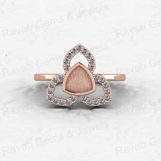 Genuine Solid 925 Sterling Silver Clover Trillion Semi Mount Blank Setting Ring Good for Ashes & Resin Work Breastmilk Jewelry