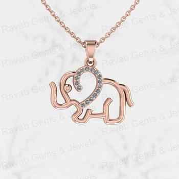 Genuine Solid 925 Sterling Silver 15x22mm Baby Elephant Prong Setting Outline Pendant for Women Animal Lover Handmade Necklace
