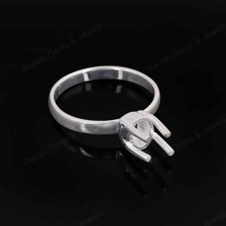 Superb Genuine 925 Sterling Silver 4 Prong Setting 4x8mm Oval Shape Semi-Mount Blank Setting Ring For Women Keepsake Jewelry