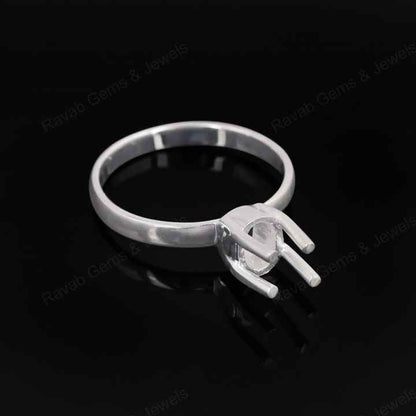 Superb Genuine 925 Sterling Silver 4 Prong Setting 4x8mm Oval Shape Semi-Mount Blank Setting Ring For Women Keepsake Jewelry