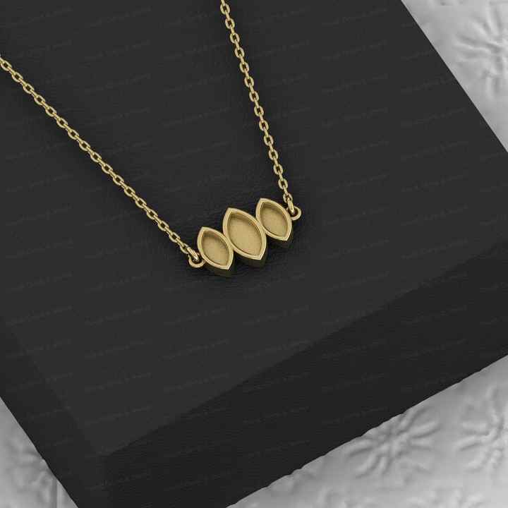 Solid 925 Silver Marquise Collet Bezel Cup Charm Pendant Necklace Setting Semi Mounting Ashes Stone Resin DIY Jewelry Findings