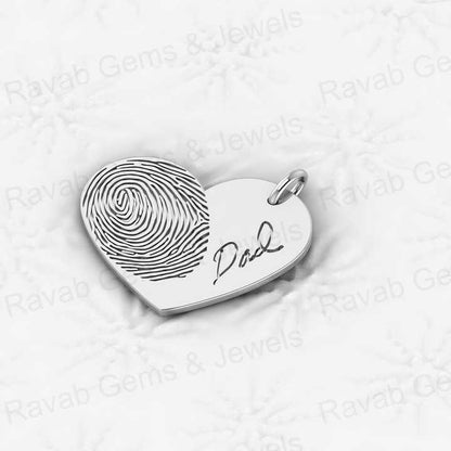 Top Selling 925 Silver 26mm Heart Pendant Necklace Thumbprint Custom Name Women's Valentine's Day Gift Dazzling Keepsake Jewelry