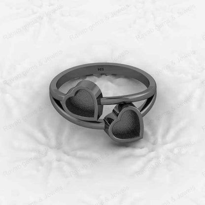 Top Quality 925 Sterling Silver 6x6mm Double Heart Semi Mount Blank Setting Twins Heart Ring Keepsake Wholesale Fine Jewelry