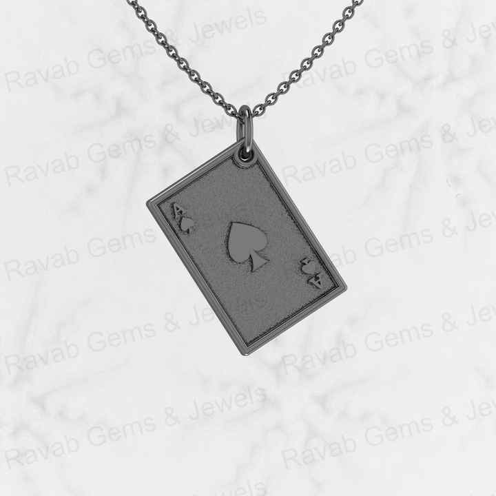 New Arrival Solid 925 Sterling Silver Ace of Spades Poker Pendant for Men Playing Card Lover Necklace Personalized Fine Jewelry