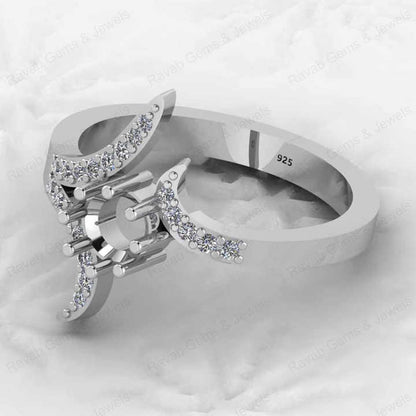 Best Selling 925 Sterling Silver 5mm Round CZ Semi Mount Blank Prong Setting Ring Good for Fine Gemstone Jewelry Component