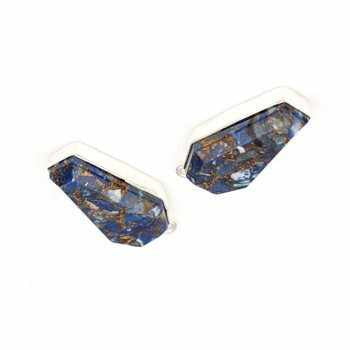 Wholesale 925 Sterling Silver Premium Jewelry Natural Lapis Lazuli Copper Bezel Coffin Pendant Charm Fine Pendants & Charms