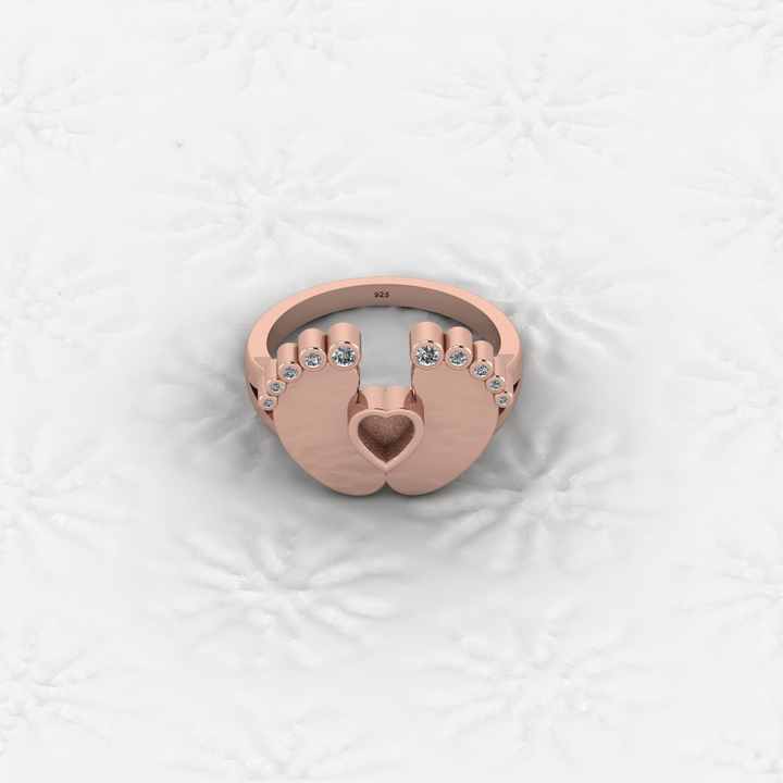 Superb Quality New Baby Born Foot Print 925 Silver Semi Mount Blank Setting Ring for Gemstone Findings & Components Jewelry
