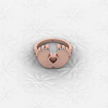 Superb Quality New Baby Born Foot Print 925 Silver Semi Mount Blank Setting Ring for Gemstone Findings & Components Jewelry