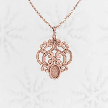 Genuine 925 Sterling Silver 25mm Vintage Filigree Design Semi Mounting Blank Base Charm Pendant Setting for Jewelry Finding