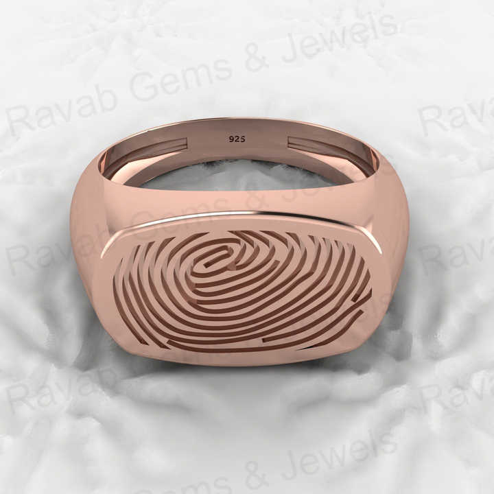 Hot Selling 925 Genuine Sterling Silver Octagon Cushion Thumbnail Print Signet Personalized Designer Jewelry Men Fine Rings
