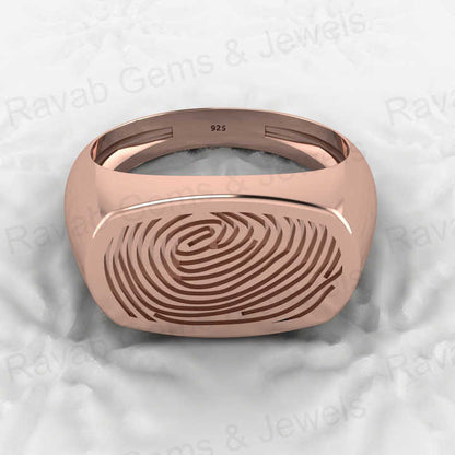 Hot Selling 925 Genuine Sterling Silver Octagon Cushion Thumbnail Print Signet Personalized Designer Jewelry Men Fine Rings