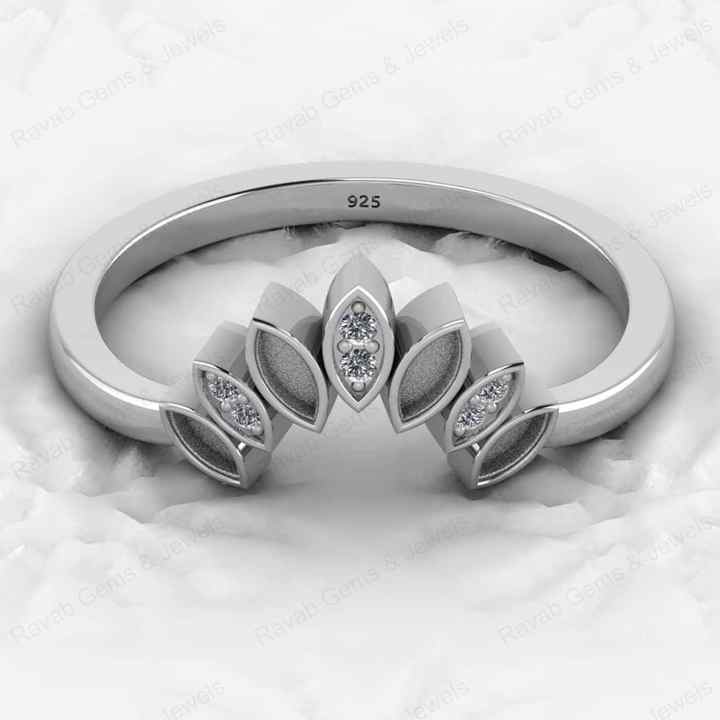 Genuine 925 Sterling Silver Marquise Semi Mounts 2x4-3x5mm Crown Ring Resin Breastmilk Ashes Jewelry Findings Components