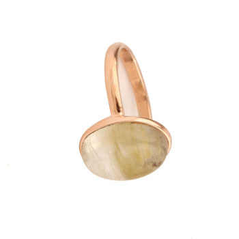 Top Selling Oval Natural Golden Rutile 10x14mm Gemstone Jewelry Solid Silver High Polish Rose Gold Plated Dainty Ring for Women