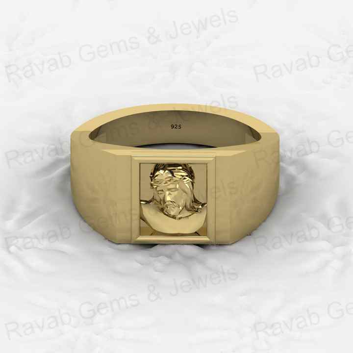 Top Quality Genuine 925 Sterling Silver Personalized Religious Jesus Christ Signet Ring Spiritual Keepsake Men's Fine Jewelry