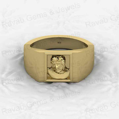 Top Quality Genuine 925 Sterling Silver Personalized Religious Jesus Christ Signet Ring Spiritual Keepsake Men's Fine Jewelry