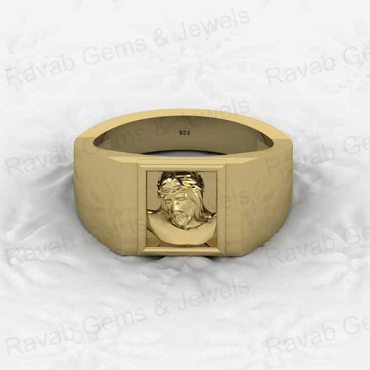 Top Quality Genuine 925 Sterling Silver Personalized Religious Jesus Christ Signet Ring Spiritual Keepsake Men's Fine Jewelry