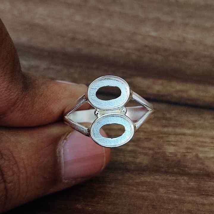 Genuine Solid 925 Sterling Silver Oval Cup 6x8MM Round Bezel Setting Semi-Mount Blank Setting Simple Band Fine Ring For Women