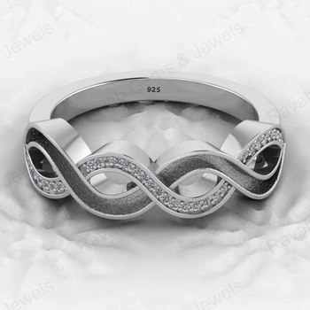 High Quality 925 Sterling Silver CZ Semi Mount Infinity Channel Setting Ring Resin Ashes Work Jewelry Findings Components