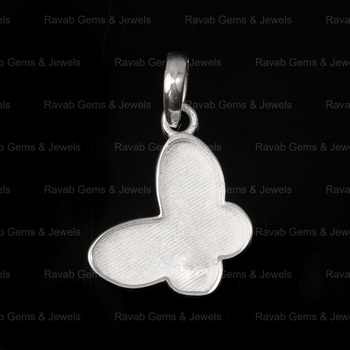 Pure 925 Silver 17mm Butterfly Semi Mounting Charm Pendant Blank Setting for DIY Keepsake Resin & Ashes Work Jewelry Findings