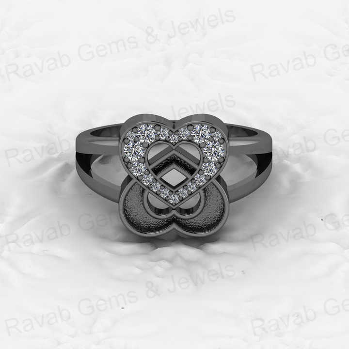 High Quality Solid 925 Silver Double Couple Heart Blank Base Semi Mount Ring for Ashes & Resin Work Breastmilk Keepsake Jewelry