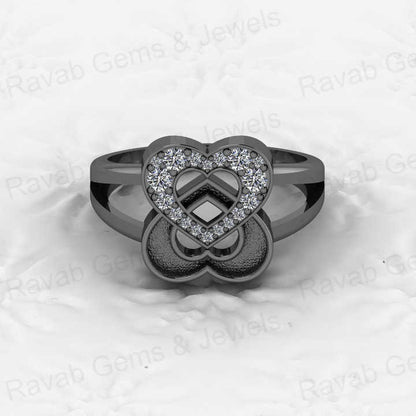 High Quality Solid 925 Silver Double Couple Heart Blank Base Semi Mount Ring for Ashes & Resin Work Breastmilk Keepsake Jewelry