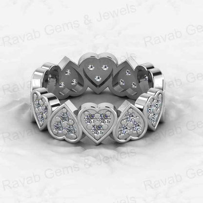 Best Selling 925 Silver Gold Vermeil CZ Diamond Full Eternity Heart Wedding Band Love Song Women Ring Personalized Fine Jewelry