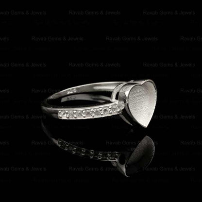 Best Selling 8mm Heart Zircon Semi Mount Blank Bezel Setting Ring Sterling Silver 925 Gemstone Resin Ashes DIY Jewelry Findings