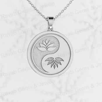 New Arrival Handmade 925 Sterling Silver Yin Yang Flower Design Pendant with 18 Inch Chain Solid Fine Jewelry for Women