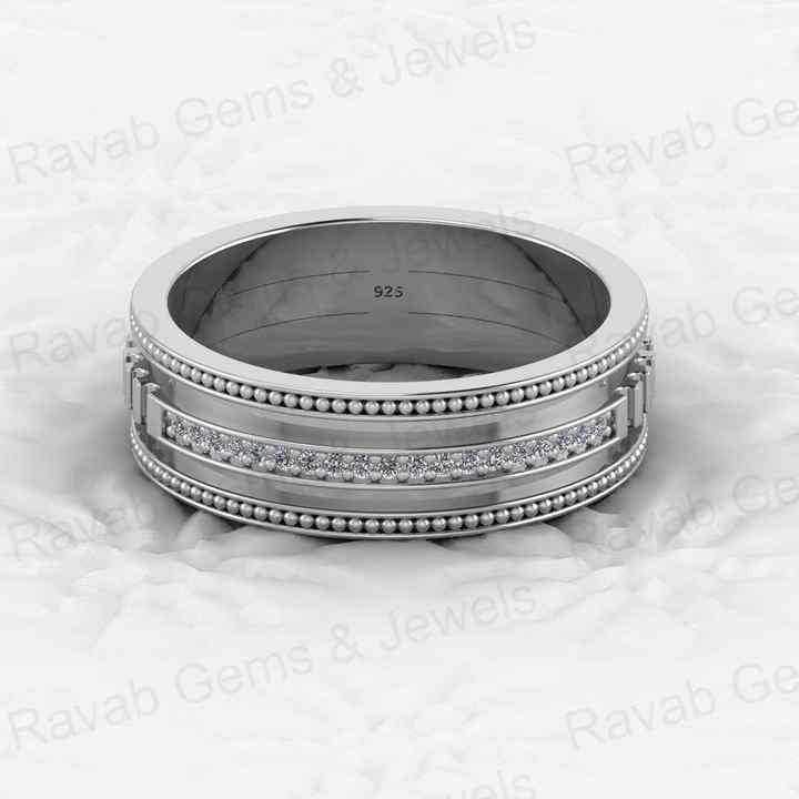 Best Selling 925 Silver 6mm Wide Band Pave CZ Diamond Designer Unique Statement Cigar Women Eternity Vermeil Ring Fine Jewelry