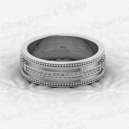 Best Selling 925 Silver 6mm Wide Band Pave CZ Diamond Designer Unique Statement Cigar Women Eternity Vermeil Ring Fine Jewelry