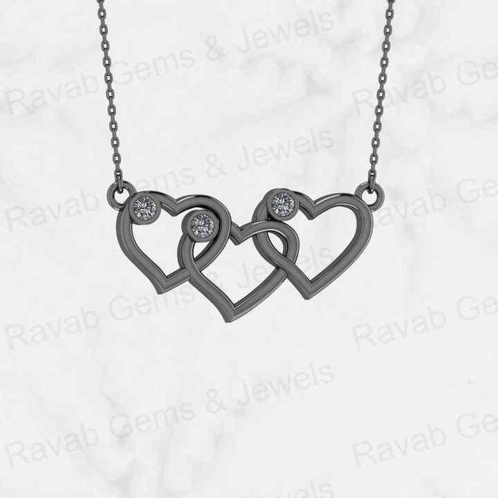 Top Quality Genuine Solid 925 Sterling Silver Simple Triple Link Heart Pendant Necklace Valentine Gift Engagement Fine Jewelry