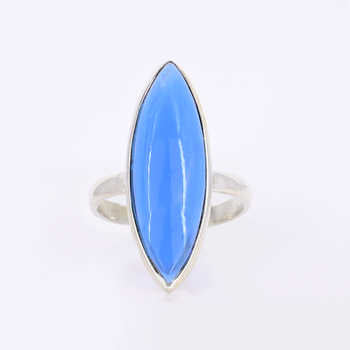 Christmas Sale Solid 925 Sterling Silver Blue Sapphire Quartz 10x30mm Marquise Bezel Setting Ring for Women Handmade Jewelry