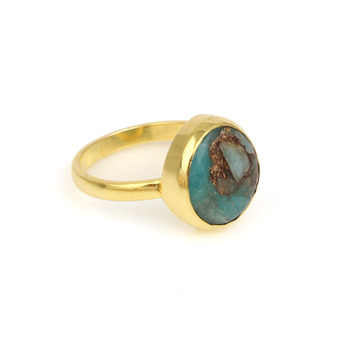 High Quality Solid 925 Sterling Silver Amazonite Copper Thumbed Ring Dainty Fashionable Ring With Fancy Design for Women