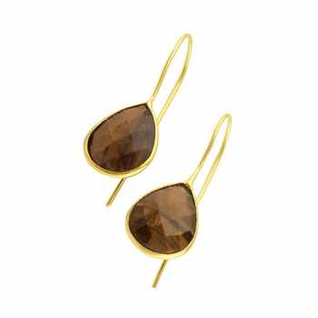 Exclusive 18K Gold 925 Sterling Silver Ammolite Hydro Quartz Teardrop Earrings Waterproof Fine Hoop Jewelry for Party Occasions