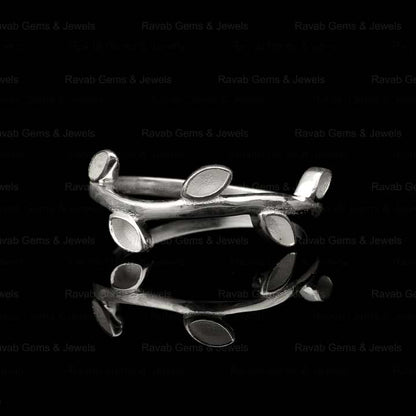 Hot Selling Keepsake Breastmilk DIY Jewelry 925 Silver 2x4mm Marquise Leaf Branch Design Semi Mount Blank Bezel Setting Ring