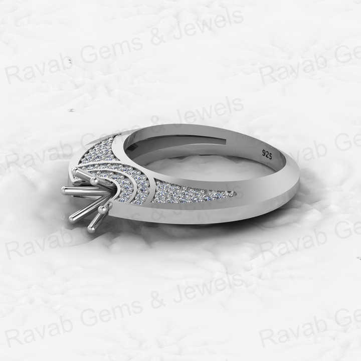 Solid 925 Sterling Silver Tulip Set Solitaire Semi Mount Blank Setting Ring Good for Ashes & Resin Work Breastmilk Jewelry