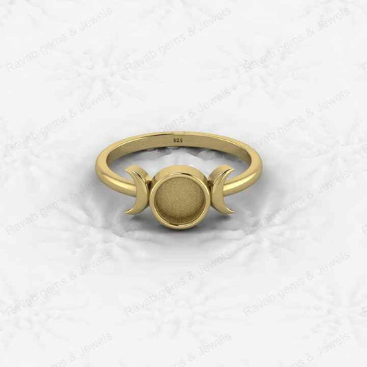 New Arrival 925 Sterling Silver 6mm Half Moon Semi Mount Blank Setting Best Wishes Ring Good for Resin Keepsake Finding Jewelry