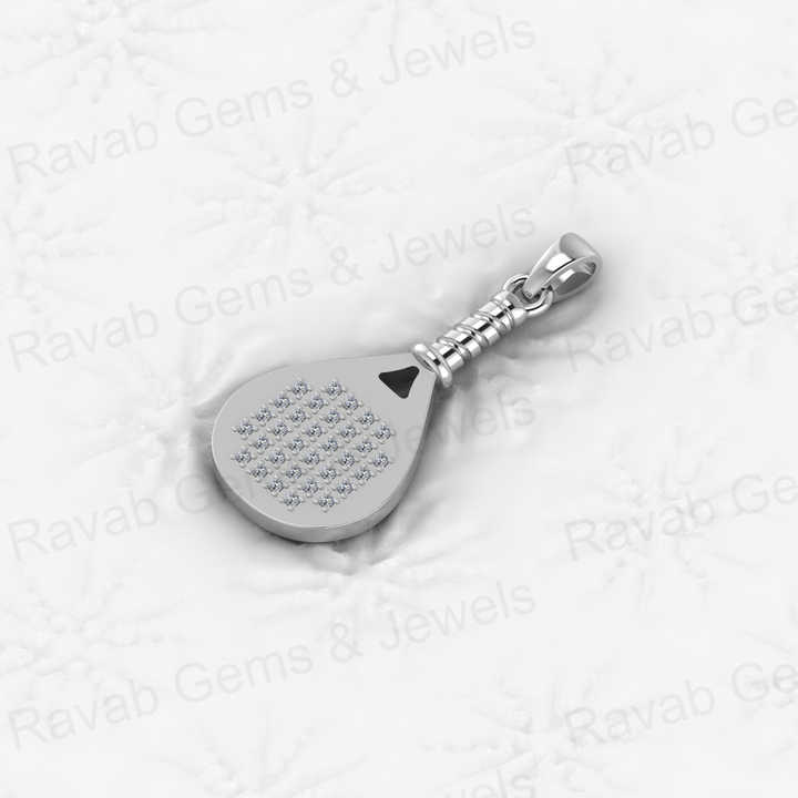 Best Selling 925 Silver CZ Tennis Player Paddle Racket Charm Pendant Necklace Personalized Gift Fine Hip Hop Jewelry For Women